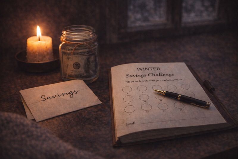 Winter savings challenge planner showing gentle saving without pressure