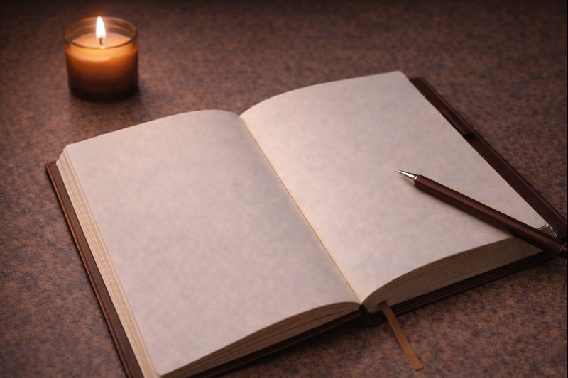 Open notebook and candle representing mental busyness and exhaustion without physical activity