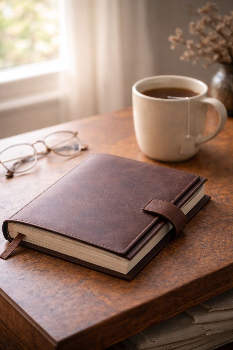 Closed planner and untouched tea representing loss of motivation after rest