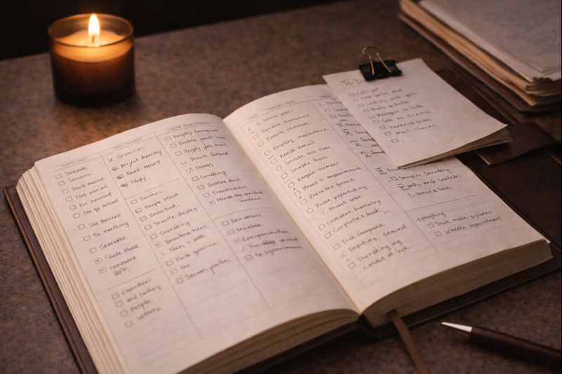 Planner filled with responsibilities representing long-term pressure and false urgency in capable adults