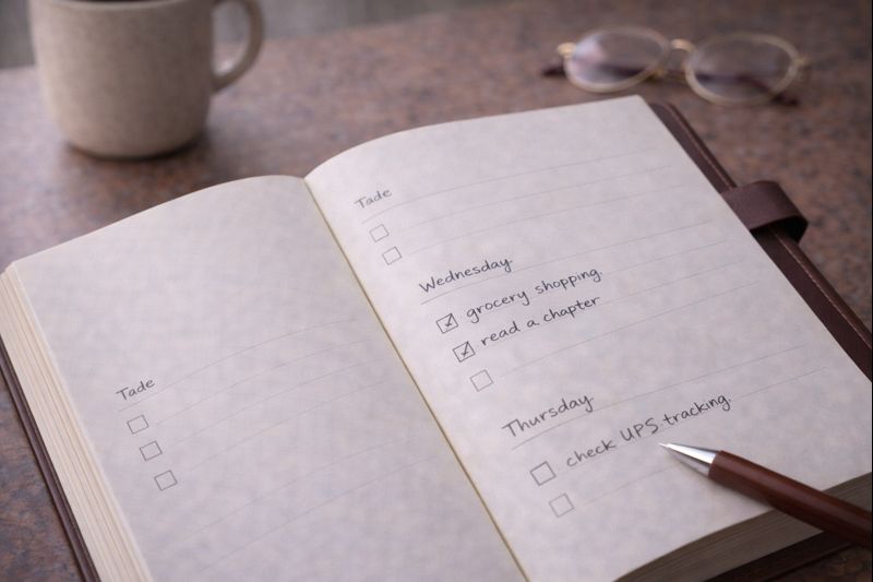 Undated planner welcoming return without pressure or guilt
