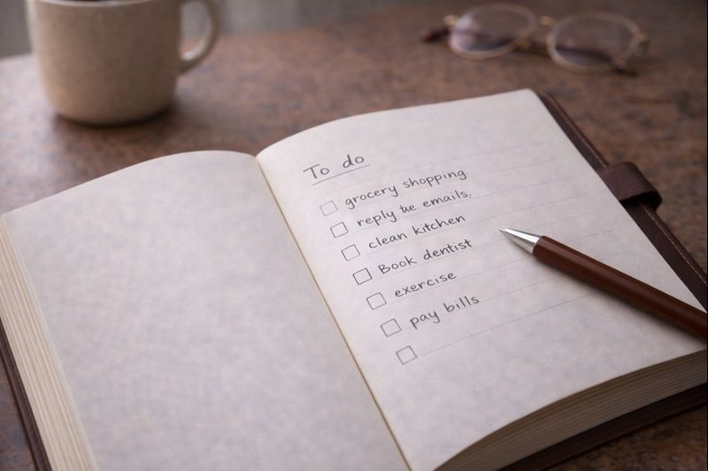 Open to-do list with unchecked tasks representing anxiety and overwhelm