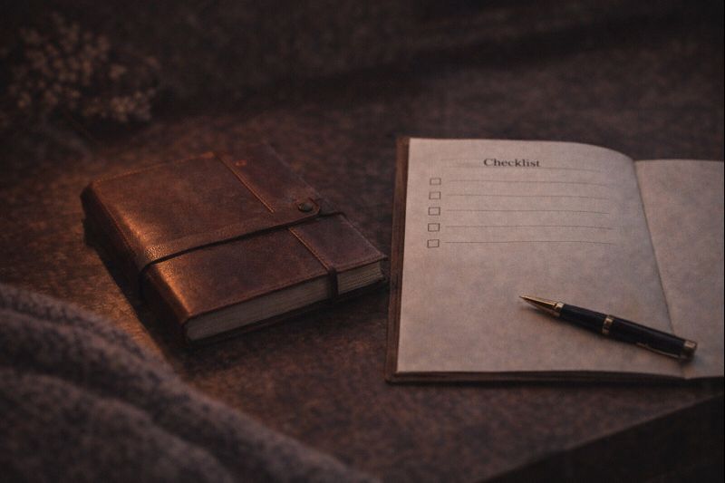 Minimal winter budget planner showing financial maintenance instead of aggressive money goals