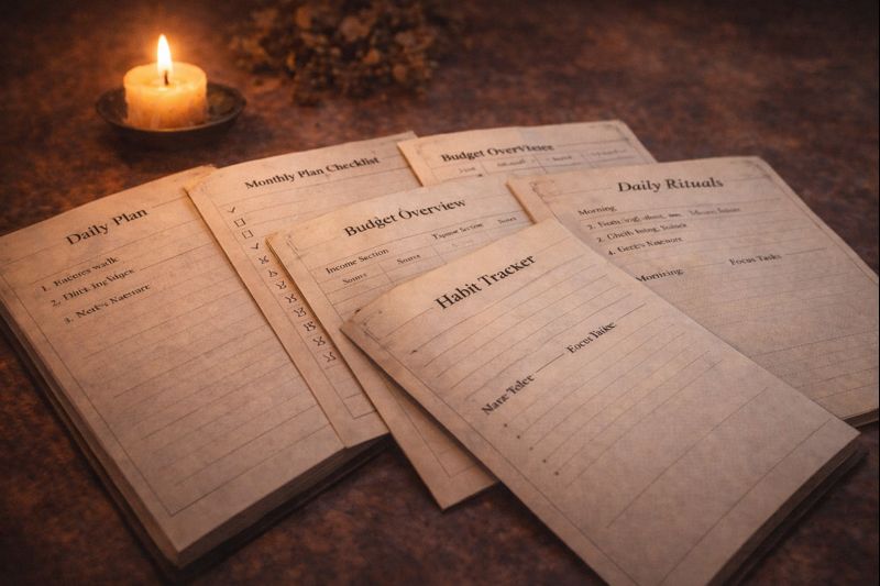 Witchy productivity planner collection designed to reduce decision fatigue and support calm daily routines