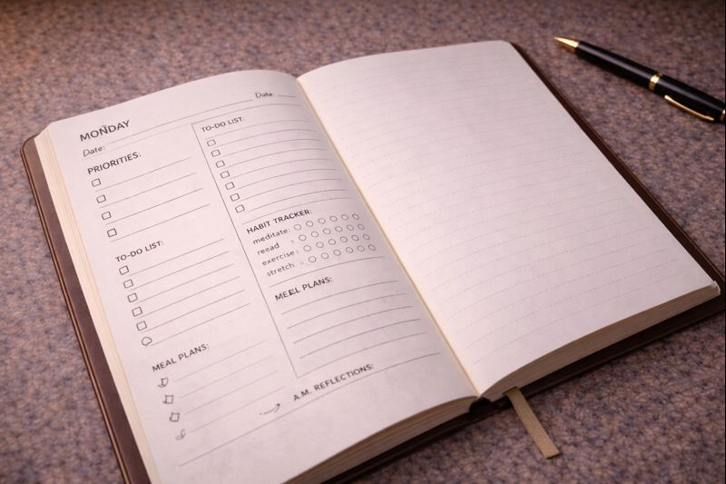 Overdesigned planner layout representing how complex systems increase resistance to starting