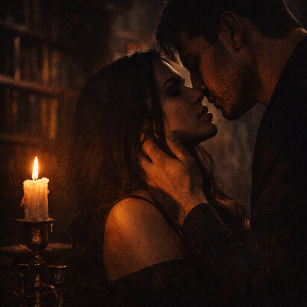 Forbidden teacher student romance aesthetic with dark intense mood and tension