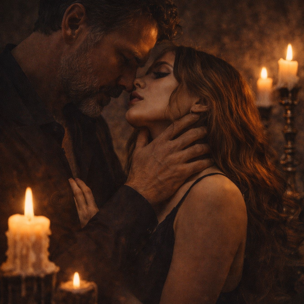 Forbidden age gap dark romance with obsessive emotional tension and slow burn connection