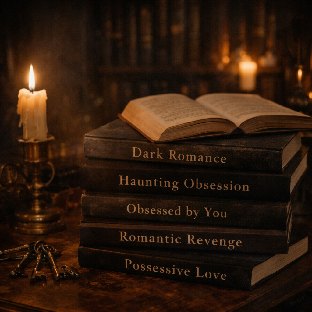 dark romance books aesthetic gothic reading setup candlelight cozy moody